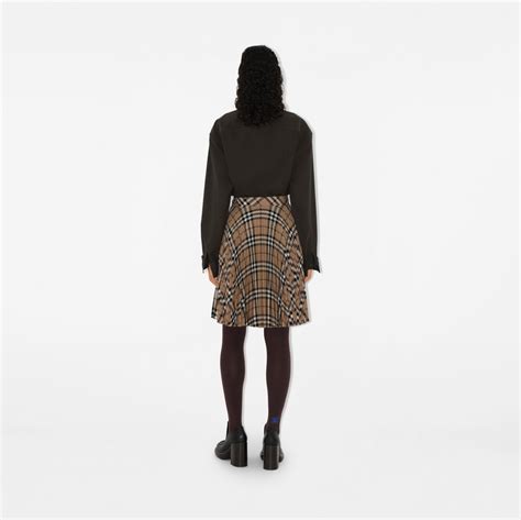 Pleated Check Wool Blend Skirt in Linden 